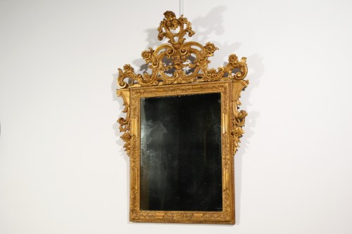 Miroir en bois sculpté et doré, Vénétie XVIIIe siècle - Brozzetti Antichità