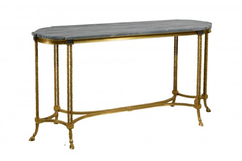 Centre console table in gilded bronze, Maison Bagues, France, 20th century