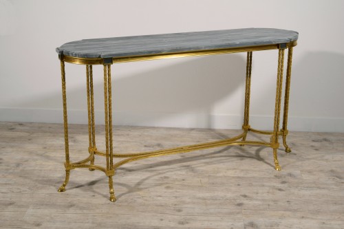 Centre console table in gilded bronze, Maison Bagues, France, 20th century - Furniture Style 