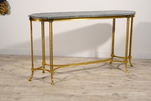 Centre console table in gilded bronze, Maison Bagues, France, 20th century - 