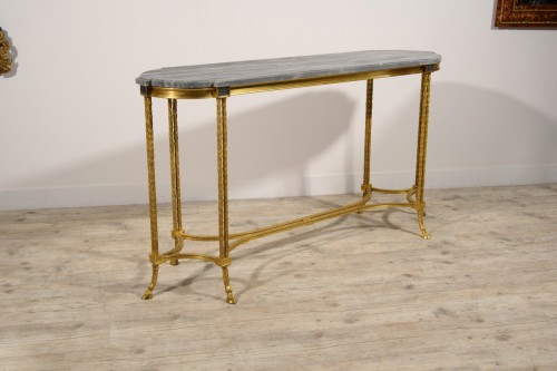 20th century - Centre console table in gilded bronze, Maison Bagues, France, 20th century