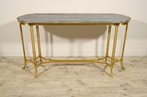 Centre console table in gilded bronze, Maison Bagues, France, 20th century - 