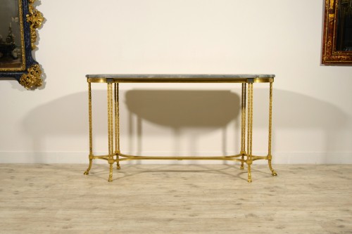 Antiquités - Centre console table in gilded bronze, Maison Bagues, France, 20th century