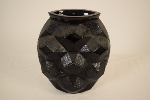 Verrerie, Cristallerie  - Lalique France - Vase en cristal noir Tortue Black Collection