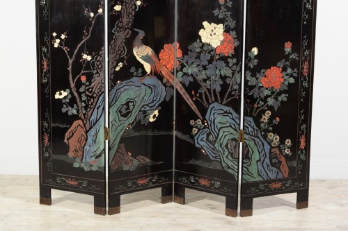 20th Century Chinese Coromandel Lacquered Wood Screen - 