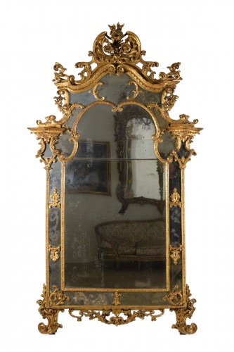 Miroir baroque en bois doré, Piémont 1ere moitié du XVIIIe siècle
