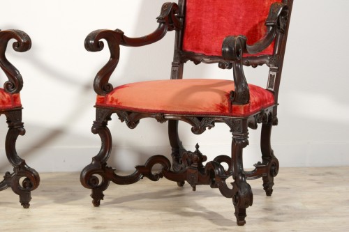  - 19th Century Pair of Large Venetian wood armchairs