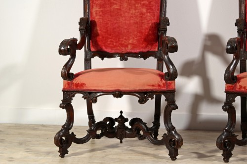Antiquités - Paire de grands fauteuils - Italie Venise XIXe siècle