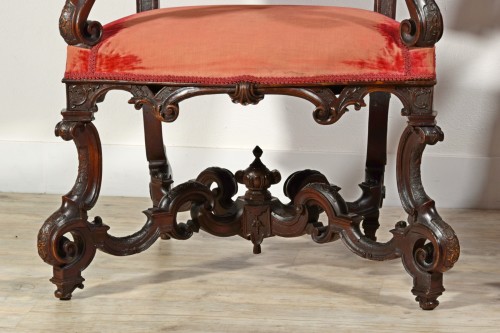 Antiquités - 19th Century Pair of Large Venetian wood armchairs