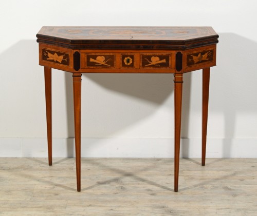 19th Century, English George III Inlaid Console and Game Table  - Furniture Style 