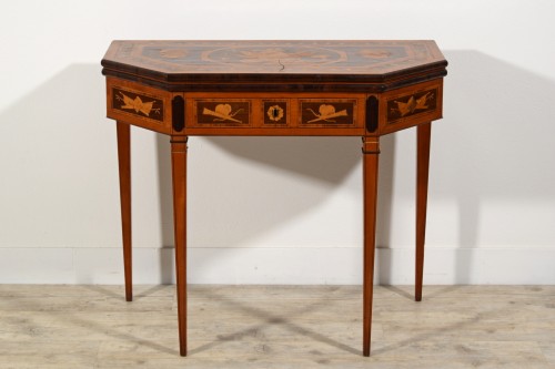 Furniture  - 19th Century, English George III Inlaid Console and Game Table 