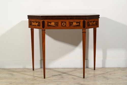 Antiquités - 19th Century, English George III Inlaid Console and Game Table 