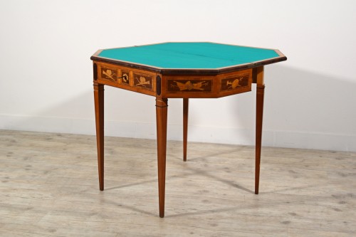 Antiquités - Table console George III transformable en table de jeu, Angleterre XIXe siècle
