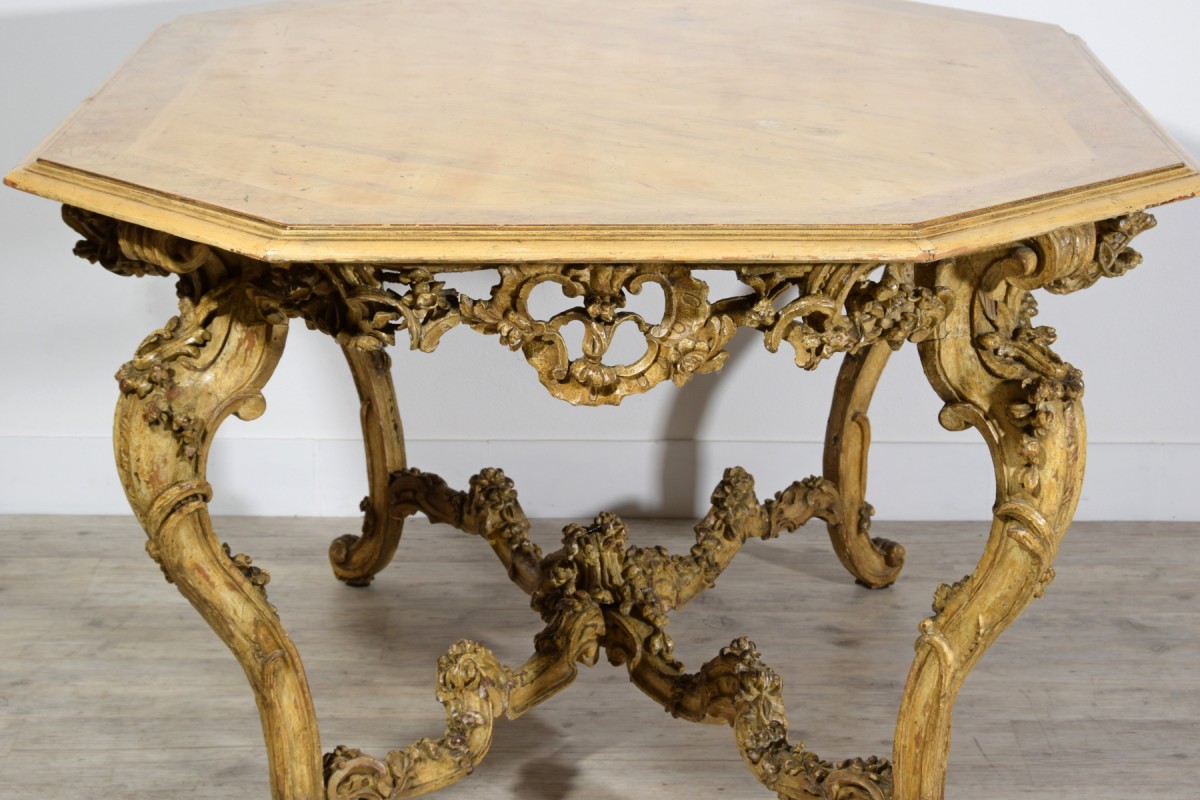 Louis XIV-Style Giltwood Octagonal Table