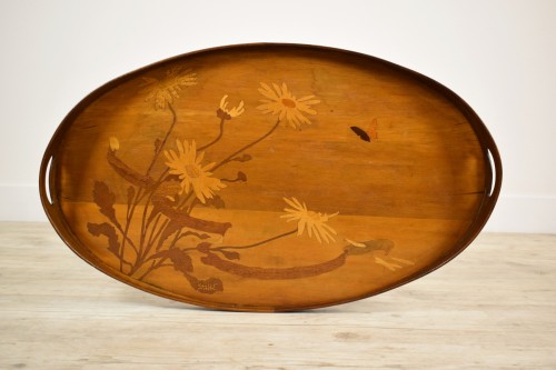 Art nouveau - Emile Gallé (1846-1904) - Coffee table in finely inlaid wood