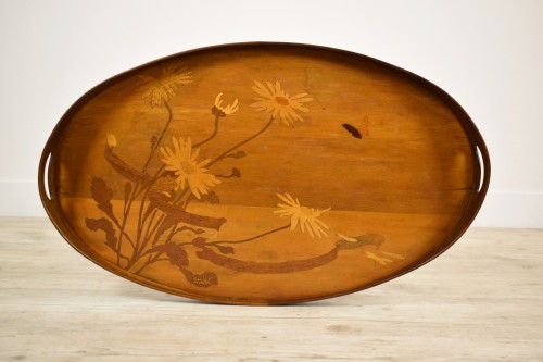 Art nouveau - Emile Gallé (1846-1904) - Table à plateau marqueté