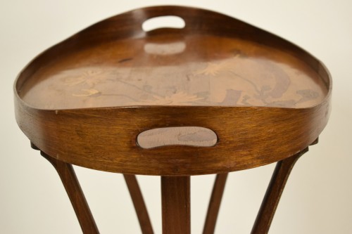 Antiquités - Emile Gallé (1846-1904) - Coffee table in finely inlaid wood