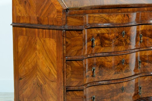 Louis XIV - 18th Century, Italian Walnut Wood Chest of Drawers with Secretaire