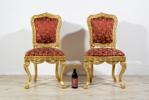 Quatre chaises baroques en bois sculpté et doré, Rome milieu du XVIIIe siècle - Louis XIV