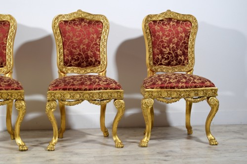 Antiquités - 18th Century Four Italian Baroque Carved giltwood Chairs