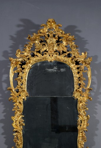 Miroir baroque en bois sculpté et doré à la Mecca, Italie milieu du XVIIIe siècle - Brozzetti Antichità