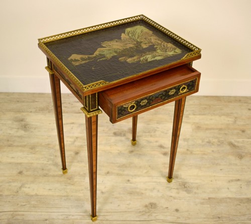 Louis XVI - wood coffee table, chinoiserie lacquer and gilt bronze, 19th century France