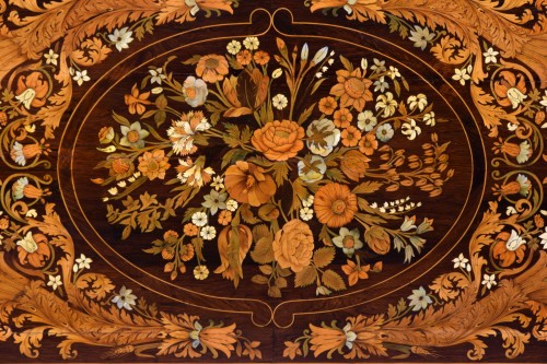 Antiquités - 19th Century, Italian Inlaid Wood Centre Table by Luigi and Angiolo Falcini