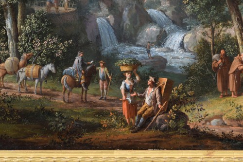 Tableaux et dessins Tableaux XVIIIe siècle - Giovanni Battista Innocenzo Colomba, Paysage avec des figures, XVIIIe siecle