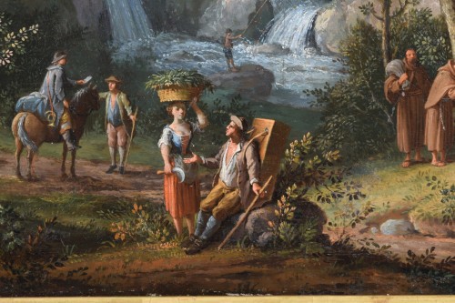 XVIIIe siècle - Giovanni Battista Innocenzo Colomba, Paysage avec des figures, XVIIIe siecle