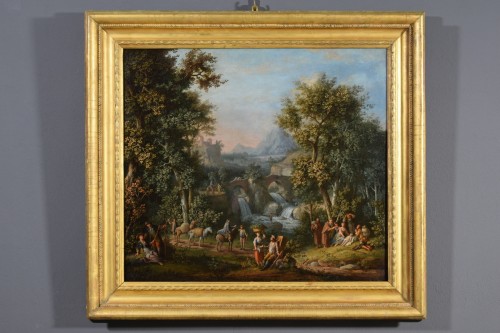 Antiquités - Giovanni Battista Innocenzo Colomba, Paysage avec des figures, XVIIIe siecle