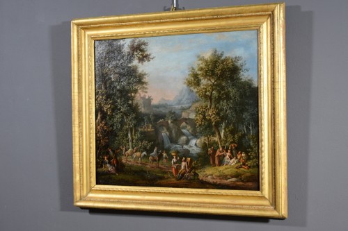 Antiquités - Giovanni Battista Innocenzo Colomba, Paysage avec des figures, XVIIIe siecle