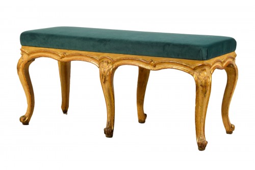 A lacquered and gilded wood bench, Italy 18th cen,ntury