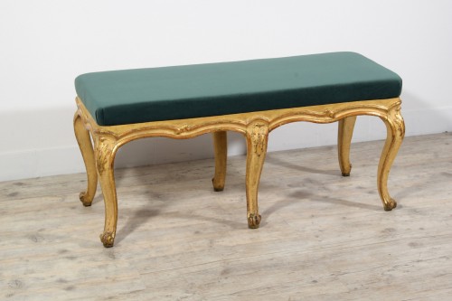 Louis XV - A lacquered and gilded wood bench, Italy 18th cen,ntury