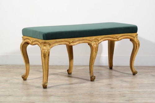 Antiquités - A lacquered and gilded wood bench, Italy 18th cen,ntury