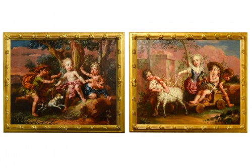 Paire de peintures allégoriques, Vittorio Amedeo Rapos, Italie, 1786
