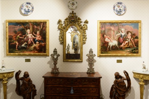 Paire de peintures allégoriques, Vittorio Amedeo Rapos, Italie, 1786 - Tableaux et dessins Style Louis XV
