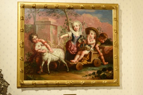 Louis XV - Paire de peintures allégoriques, Vittorio Amedeo Rapos, Italie, 1786