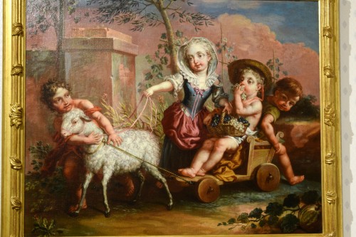 Antiquités - Paire de peintures allégoriques, Vittorio Amedeo Rapos, Italie, 1786