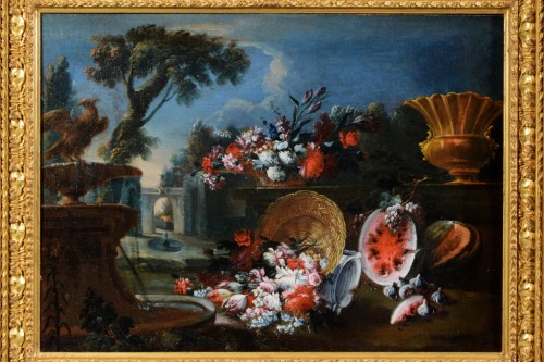 Antiquités - Paire de natures mortes, attribuées à  Francesco Lavagna XVIIIe siècle