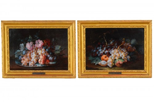 18th Century, Pair of Italian Rococo Still Life Painting by Michele Antonio