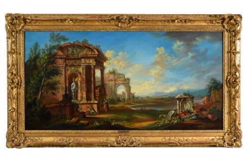 18th Century French school,  Landscape with Ruins