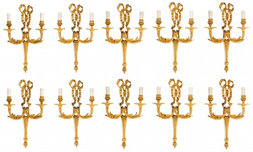 Ten France Two-light Gilt Bronze Sconces