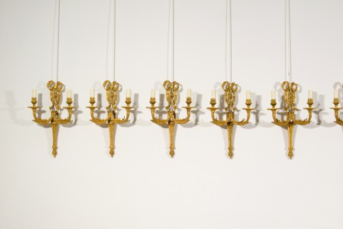 Ten France Two-light Gilt Bronze Sconces - 