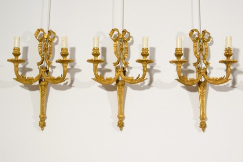 Ten France Two-light Gilt Bronze Sconces - 