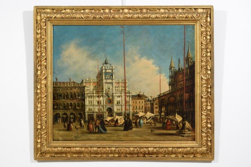 View of Piazza San Marco in Venice - Italy 19th Century, Follower Francesco Guardi - Paintings & Drawings Style 