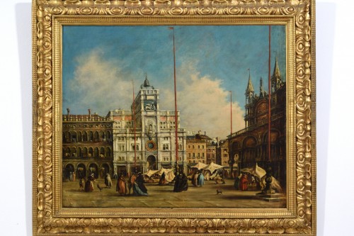 19th century - View of Piazza San Marco in Venice - Italy 19th Century, Follower Francesco Guardi