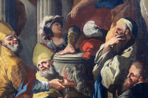 Antiquités - 18th Century, Italian painting with Saint Nicholas and the miracle of the b