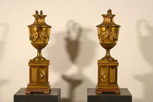 - XIX century Pair of Large Italian Neoclassical Gilt Bronze Vases 
