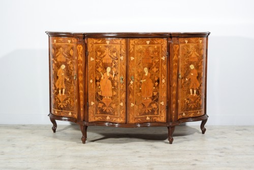  19th Century, Italian Inlay Wood Sideboard  - Furniture Style 