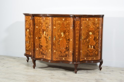 Furniture  -  19th Century, Italian Inlay Wood Sideboard 